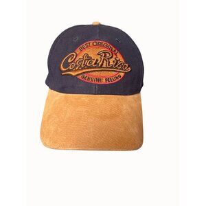 Costa Rica Best Original Pura Vida Embroidered Baseball Cap‎ Navy Tan suede  Adj